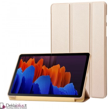 Smart soft dirbtinės odos dėklas - auksinės spalvos (Samsung Tab S7 (T870/T875)/Tab S8 (SM-X706) Smart soft dirbtinės odos dėklas - auksinės spalvos (Samsung Tab S7 (T870/T875)/Tab S8 (SM-X706)